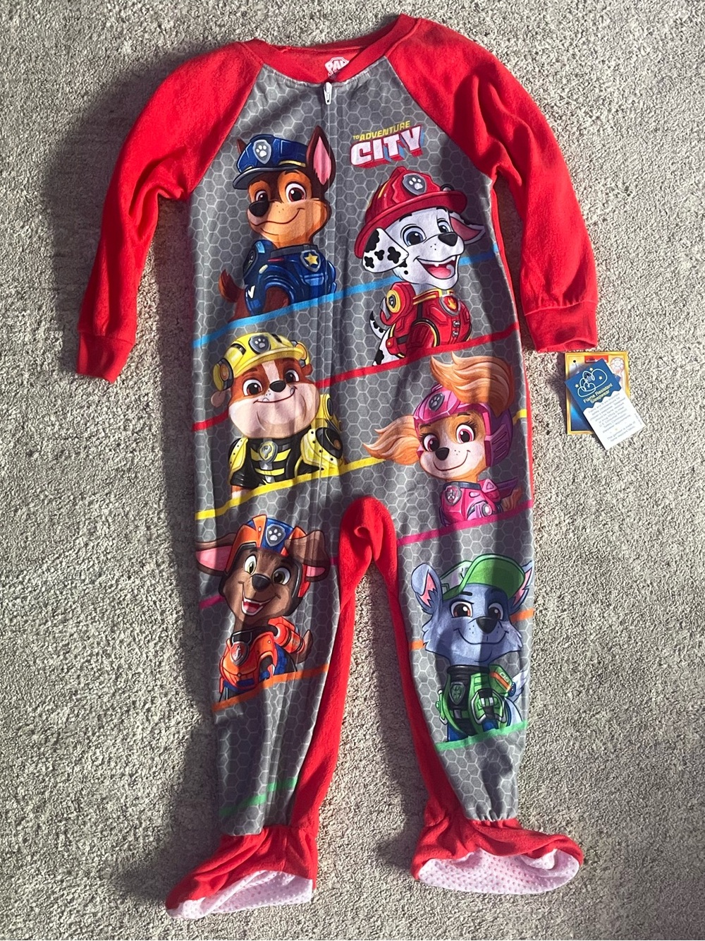 Nickelodeon Paw Patrol Red and Gray Kids Footed One-Piece Pajama